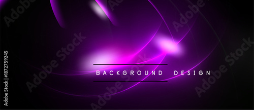 Dark purple abstract background. Glowing lines create dynamic, modern visual effect. Minimalist design with text overlay.