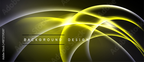 Abstract yellow lines create dynamic flow. Dark background emphasizes bright curves, modern design element. Smooth gradients suggest movement.