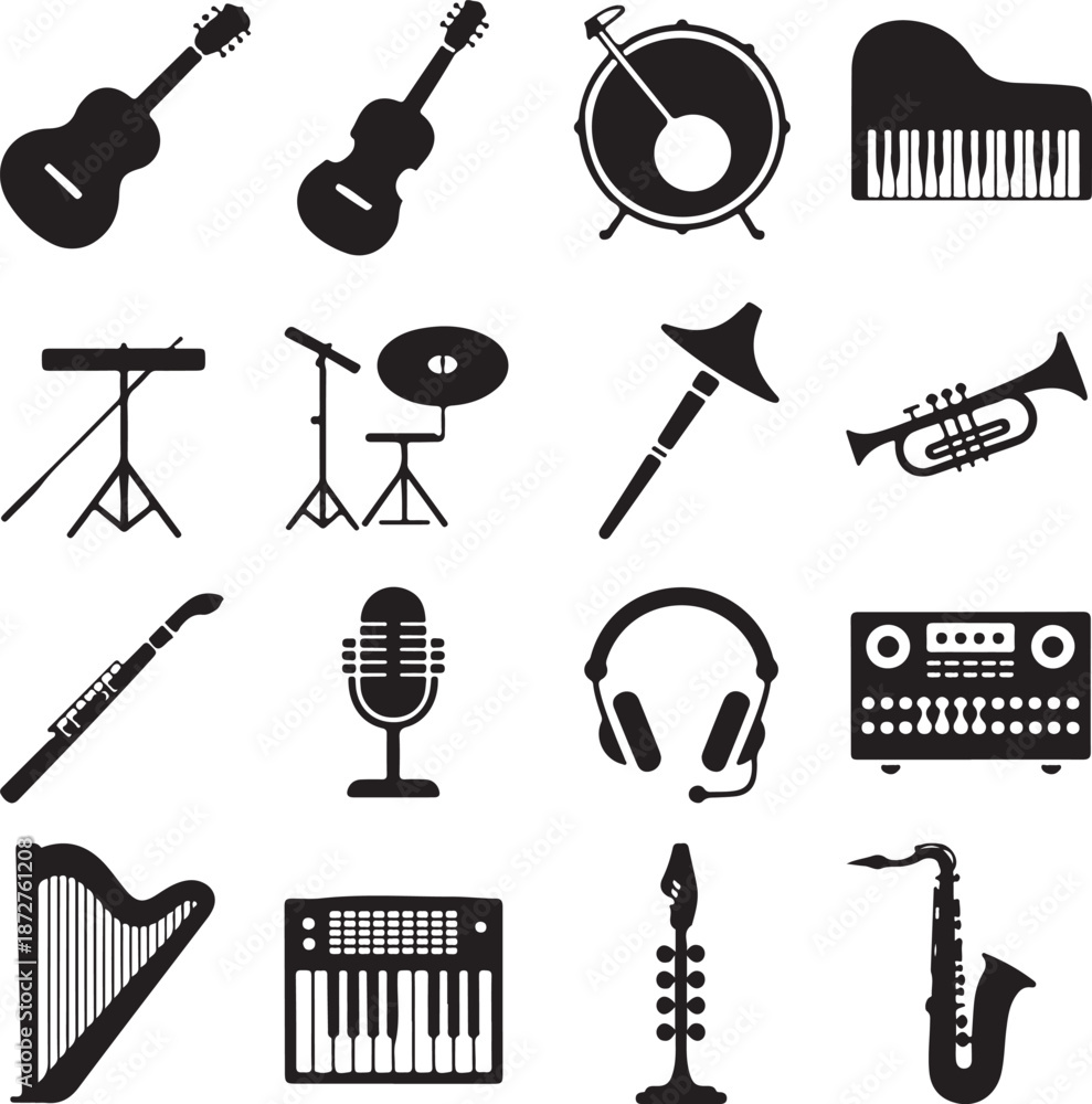 Obraz premium Music Instrument Silhouette Bundle