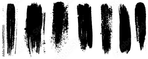 Brush stroke vector collection. Painted curves, rectangles and brush lines, isolated on white background. Grunge textured design elements. Vector stroke collection.