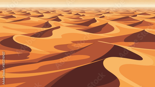 Endless Sahara Sands: An expansive view showcases the undulating beauty of the desert dunes, a mesmerizing and tranquil sight under the vast sky. 