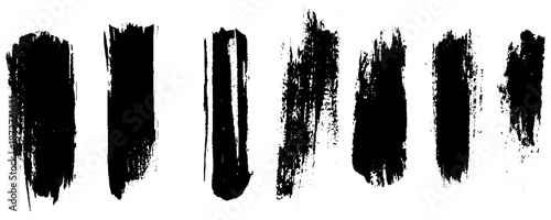 Collection of vector paint bold brush strokes, hand drawn thick grunge lines and rectangle shapes modern grunge modern arts. Vector set