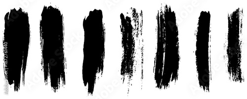 Collection of vector paint bold brush strokes, hand drawn thick grunge lines and rectangle shapes modern grunge modern arts. Grunge textured design elements. Vector stroke collection.