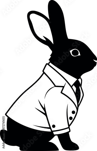 Silhouette of a rabbit in a white shirt and tie