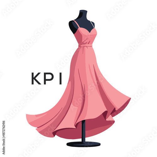 KPI Elegant Pink Dress Logo Design. KPI Fashion Boutique Branding. KPI Clothing Brand Identity Illustration.
