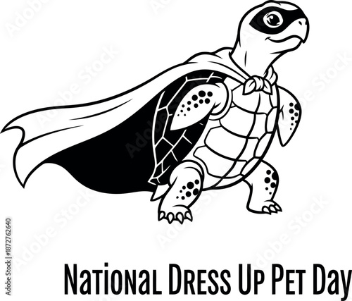 Superhero turtle silhouette for national dress up pet day