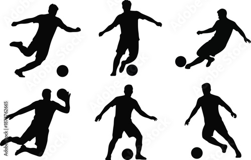 Dynamic Silhouette of Soccer Players in Action on the Field