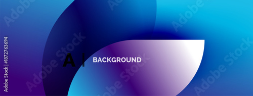 Abstract fluid shapes blend vibrant blues, purples. Gradient effect creates dynamic visual experience. Text reads AI BACKGROUND.