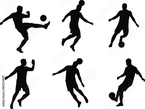 Dynamic Silhouette of Soccer Players in Action on the Field