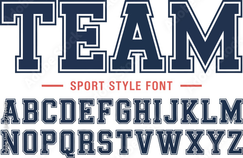 Bold navy blue sport style font with uppercase letters