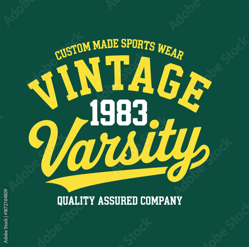 Vintage 1983 Varsity Sports Wear on Green Background 1