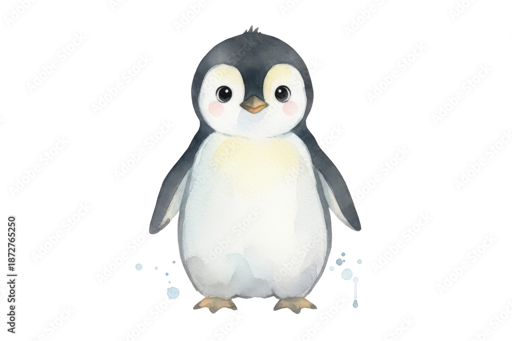 Obraz premium Charming depiction of a watercolor penguin with a simple and elegant illustration