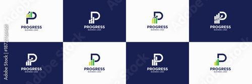 letter P insight symbol collections, business growth logo design.