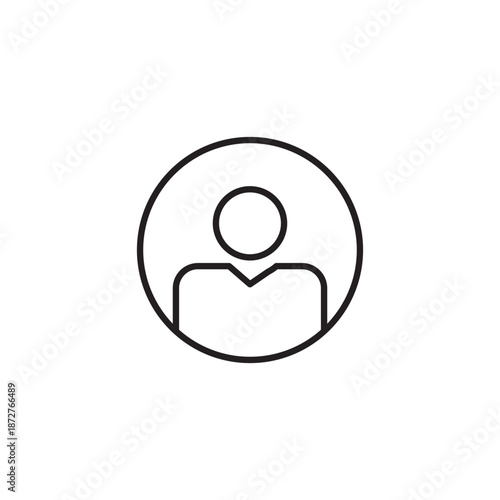 Profile avatar icon in black and white. User account and personal identification symbol