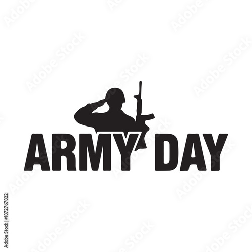 Army Day Celebration Silhouette with Soldier Saluting Honoring Military Service