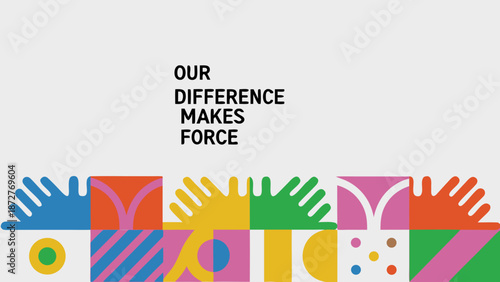 Vibrant abstract hand icons in diverse colors representing unity and strength