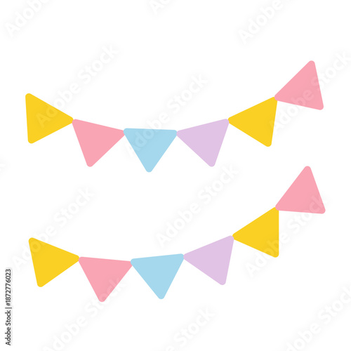 パステルカラーのガーランドイラスト