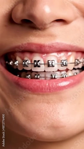 Wallpaper Mural Close up of a smiling mouth with dental braces orthodontic treatment Torontodigital.ca