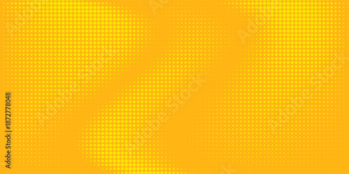 Yellow halftone pattern. Retro comic gradient background. Bright orange pixelated dotted texture overlay concept. dots vector ilustration