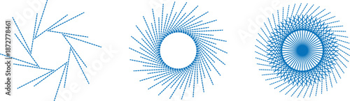 Abstract Radial Geometric Circular Pattern Set with Dynamic Spiral Lines and Modern Minimal Vector Design