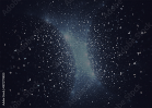 Abstract halftone pattern depicting a cosmic nebula or stardust effect. Ideal for space themed designs, backgrounds and digital art projects.
