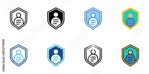 Data Privacy icons set multiple style collection. Editable stroke 
