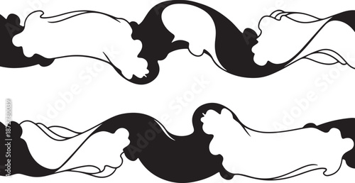 Elegant black and white abstract decorative border design elements