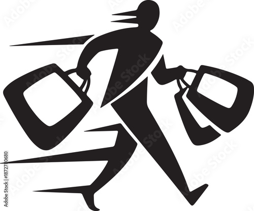 Busy Professional Running with Multiple Bags in Hand Quickly