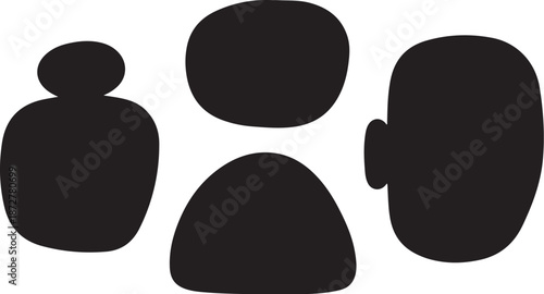 Silhouette of four black abstract human figures side view