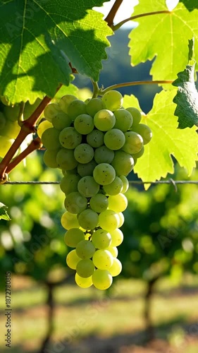 Wallpaper Mural Close up of green grapes on vine with sunlight and green leaves background Torontodigital.ca