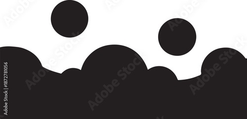 Minimalist Silhouette of Hills and Moons at Dusk Time