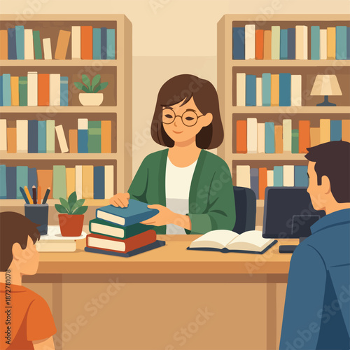 Librarian at Library Desk