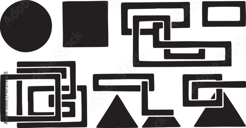 Geometric shapes in black and white abstract composition design