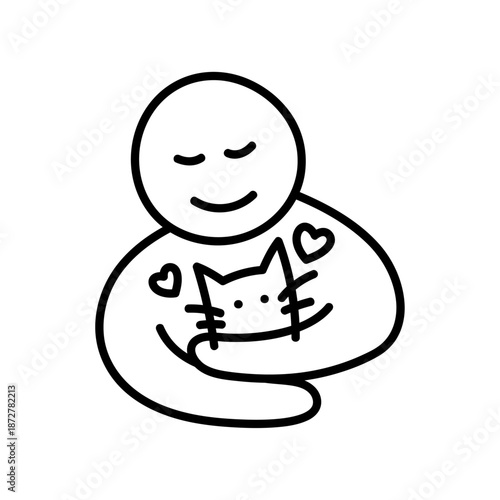 Hug pet line icon on white background.