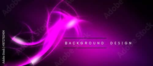 Abstract purple energy flows, dynamic curves, elegant design. Background features bright streaks, dark gradients, modern aesthetic.