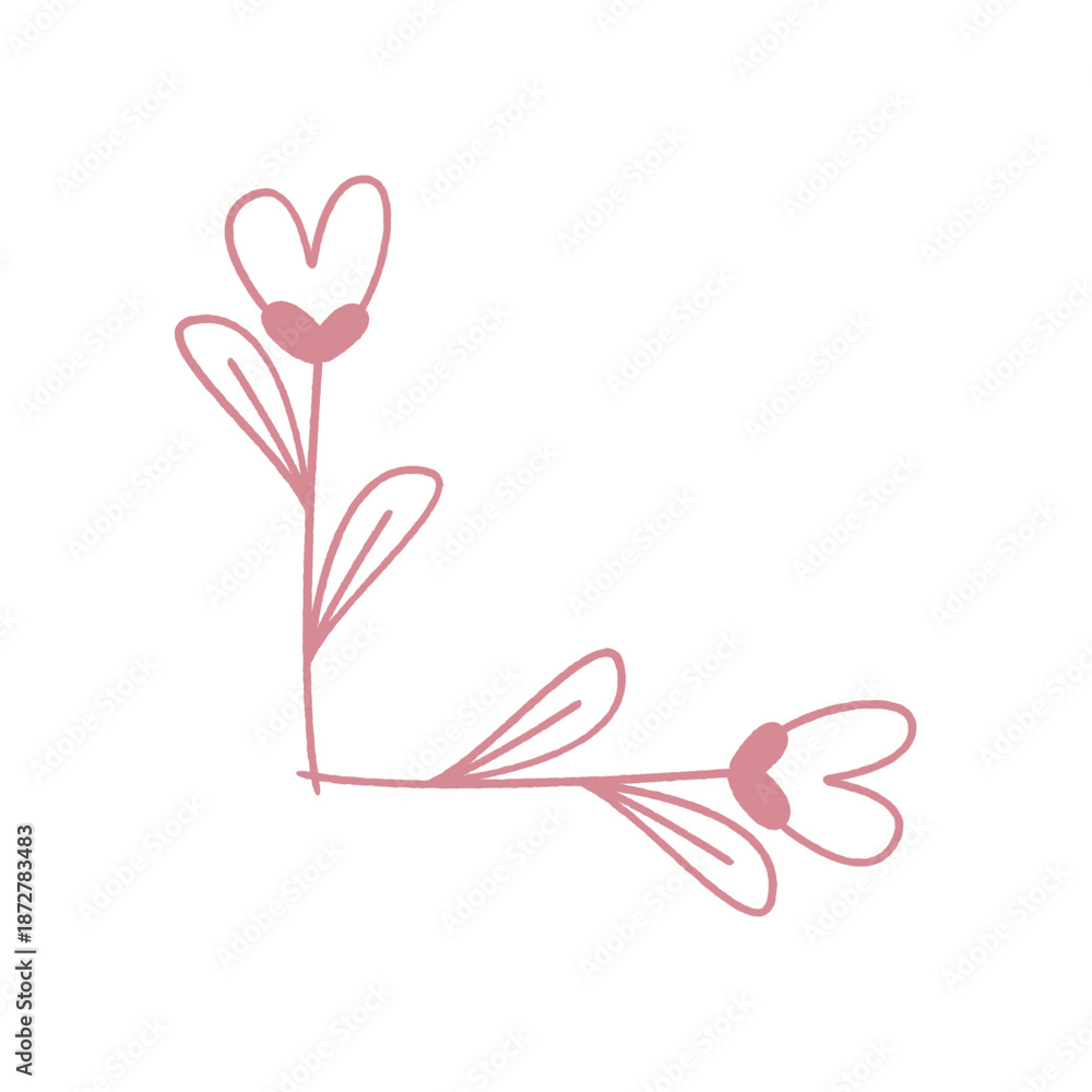 Fototapeta premium Romantic Corner Decorations & Heart Borders