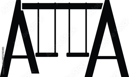 Architectural typography design spelling ATTIA, classical column and pediment motif, black and white branding illustration, stylized letterform icon