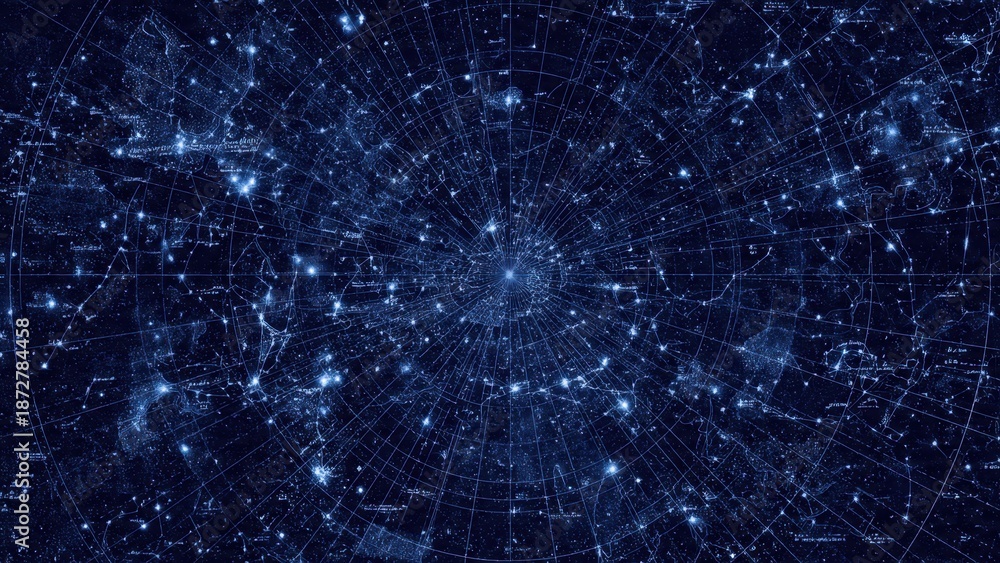 Fototapeta premium Detailed Celestial Star Chart in Blue