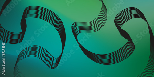 Dark green suede fabric background with matte velvet texture modern pattern art lines wave  gradient