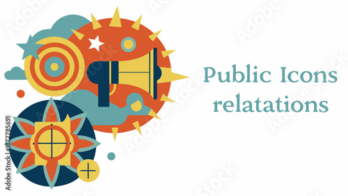 Vibrant modern digital illustration of public relations and communication concepts