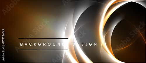 Abstract design features curved lines, orange accents, gray shades. Modern aesthetic suitable for digital backgrounds, presentations.