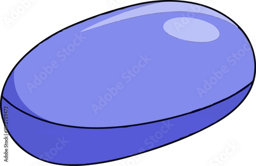 A simple, flat, stylized illustration of a blue oval candy