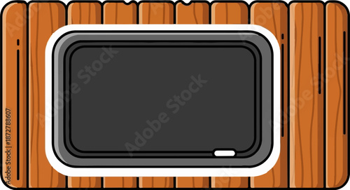 A simple, clean illustration of a blackboard with a chalk on a wooden background