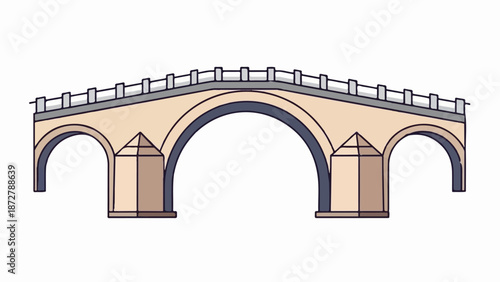 A stone bridge with multiple arches and a protective railing