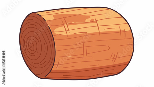 A stylized, cartoon-like wooden log with visible grain rings and a textured surface
