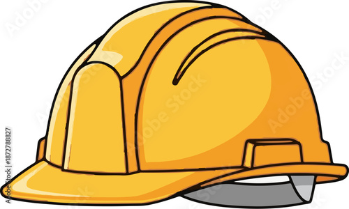 A simple cartoon illustration of a yellow hard hat with a gray interior
