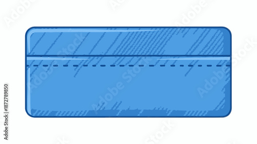 A simple blue, rectangular shape with rounded corners, evoking a fabric pocket