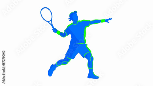 A silhouetted tennis player in mid-swing, ready to serve