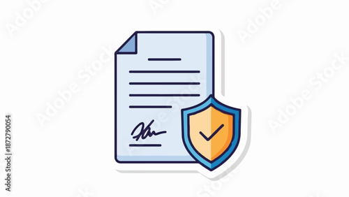 A signed document with a shield, symbolizing security and assurance