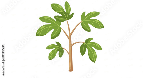 A simple, stylized illustration of a small green plant with a brown stem